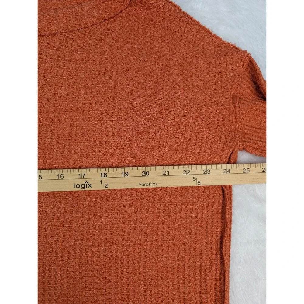 Free People We The Free Top Women's XS Orange Oversized Long Sleeve‎ Waffle Knit